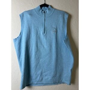 Peter Millar Vest Mens Large Blue Crown Sport Performance‎ Quarter Zip Pullover